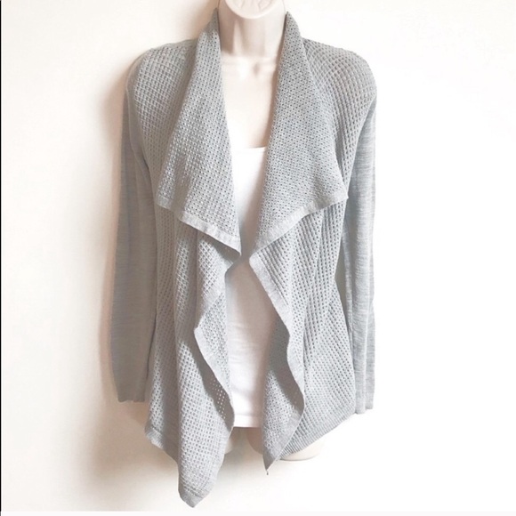 Ann Taylor cascading gray open cardigan sw… - Picture 2 of 8